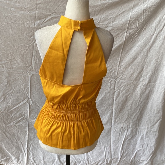 White House Black market beautiful gold colored halter top. - Picture 3 of 6